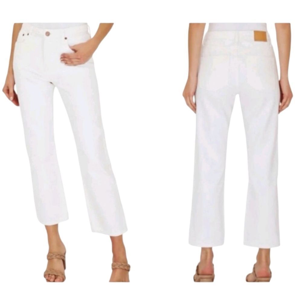 Anthropologie Avec Les Filles Jeans White Denim Hi-Rise Straight Crop Leg 30